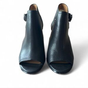 Coach Black Leather Peep-Toe Mules